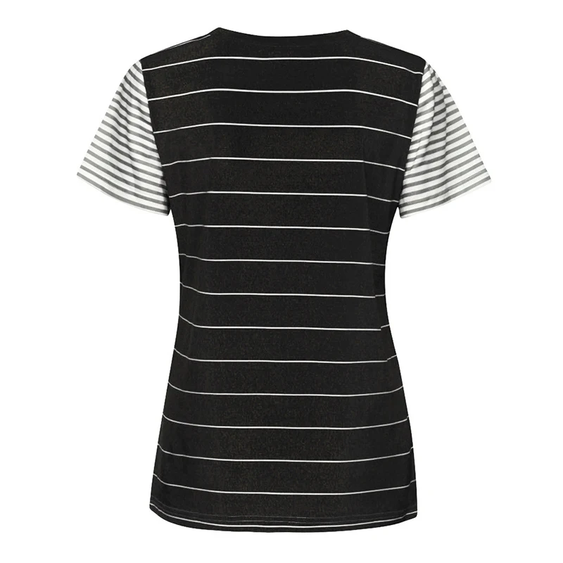 Женская Полосатая Повседневная футболка контрастного цвета с коротким рукавом и