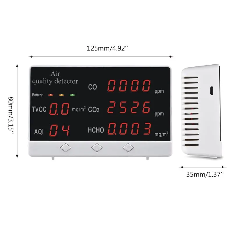 Цифровой Внутренний/наружный тестер CO/HCHO/TVOC AQI измеритель CO2 детектор контроля