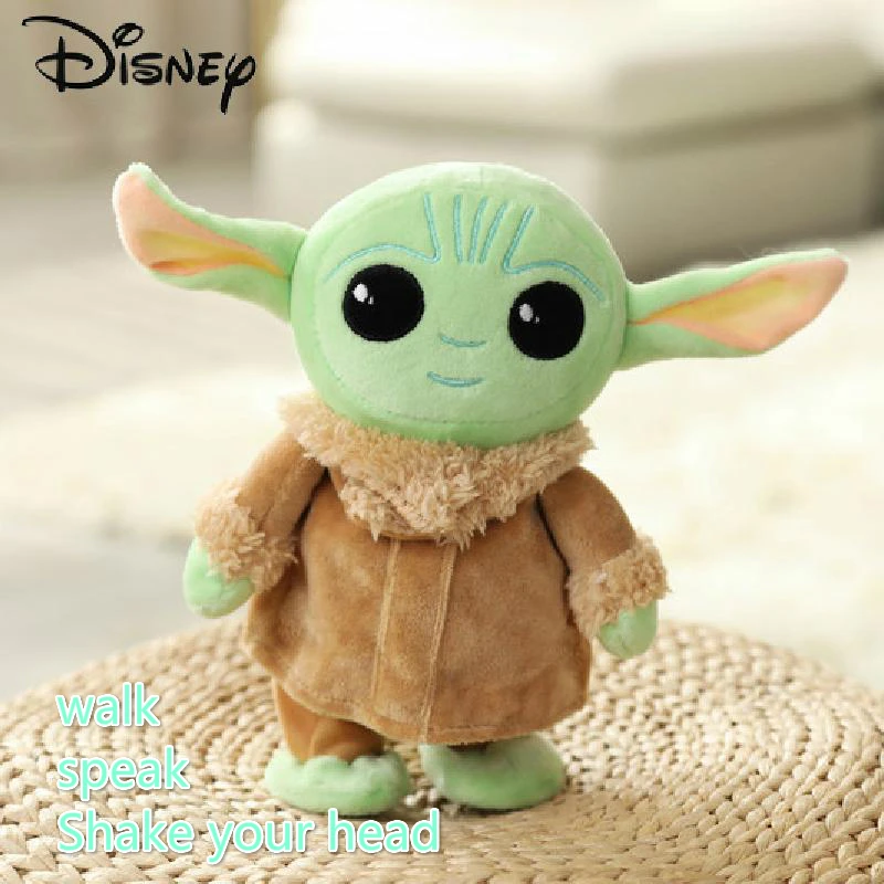 Disney-Peluche eléctrico de bebé Yoda de Star Wars para niños, juguete de Peluche de dibujos animados, para aprender a hablar, modelo de personaje de acción