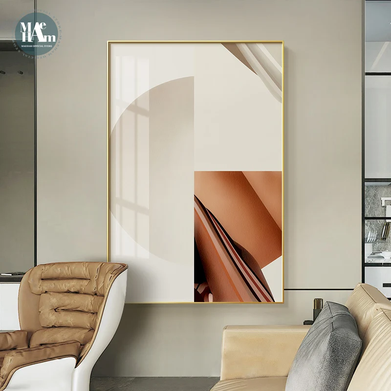 Abstract geometric warm color wall art canvas And Prints Light luxury Morden posters Wall Pictures For living room home decor | Дом и сад
