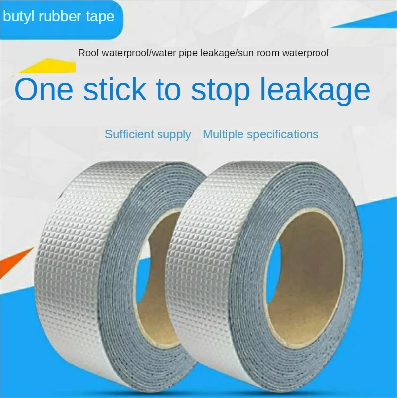 Aluminum Foil Butyl Rubber Tape Self Adhesive Waterproof Repair Sealing Tape For Pipe Floor Roof Window Wall Glass Repair GH901