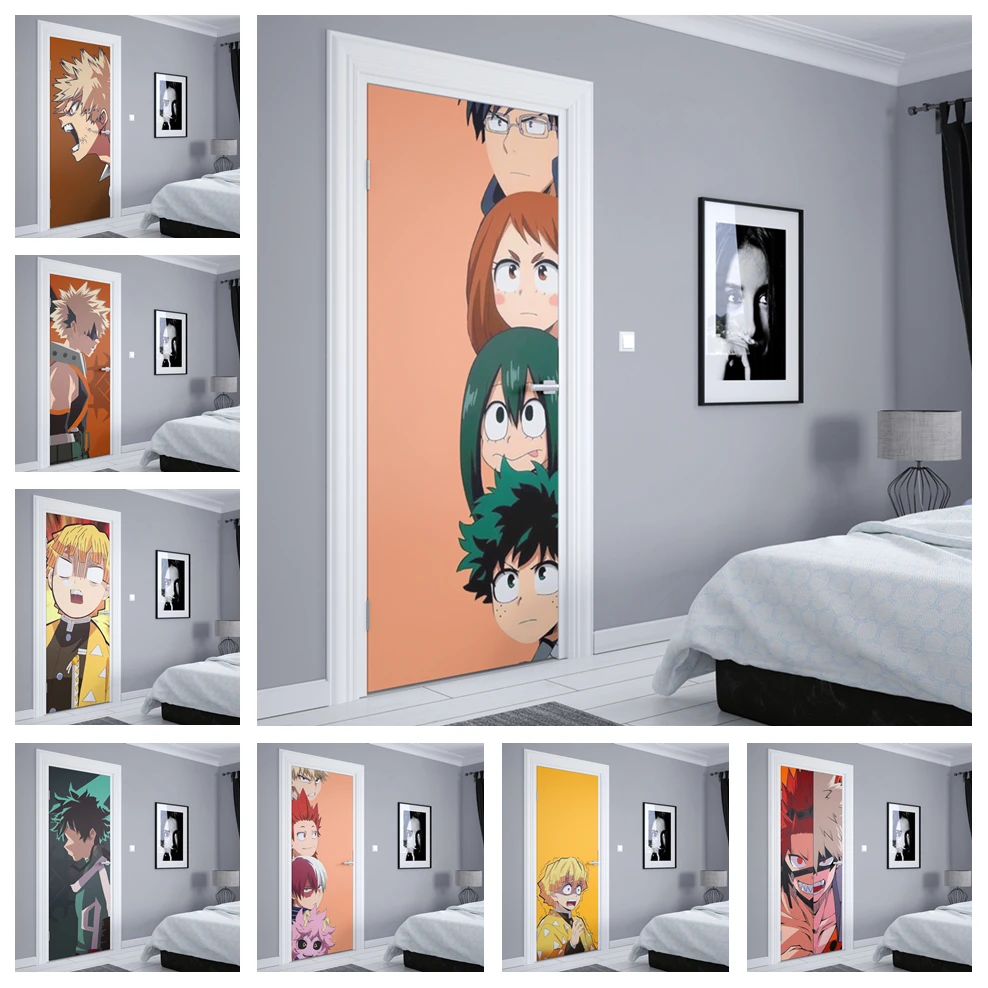 

Doors Decoration HD Japan Anime My Hero Academia Self-adhesive Waterproof Door Sticker Posters Wall Stickers Kids Room Decorate