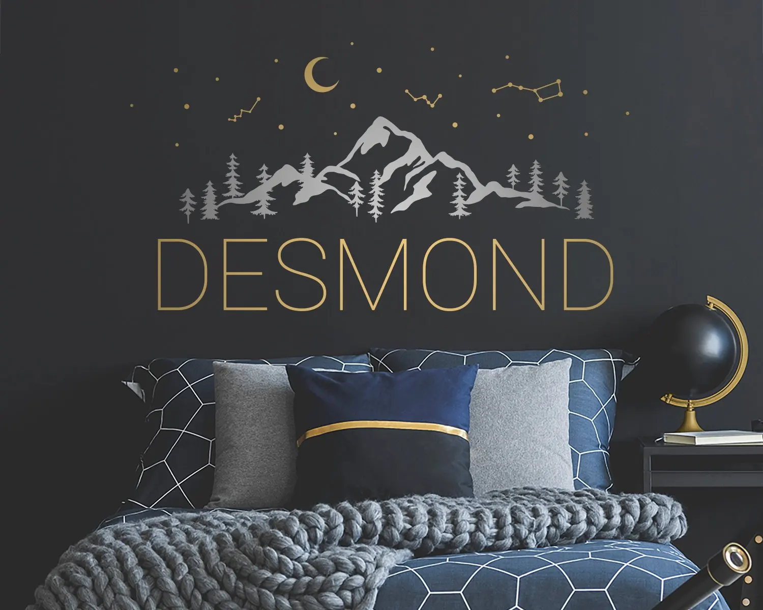 Креативная Наклейка на стену Montain заказ имя и горы наклейки для детской комнаты