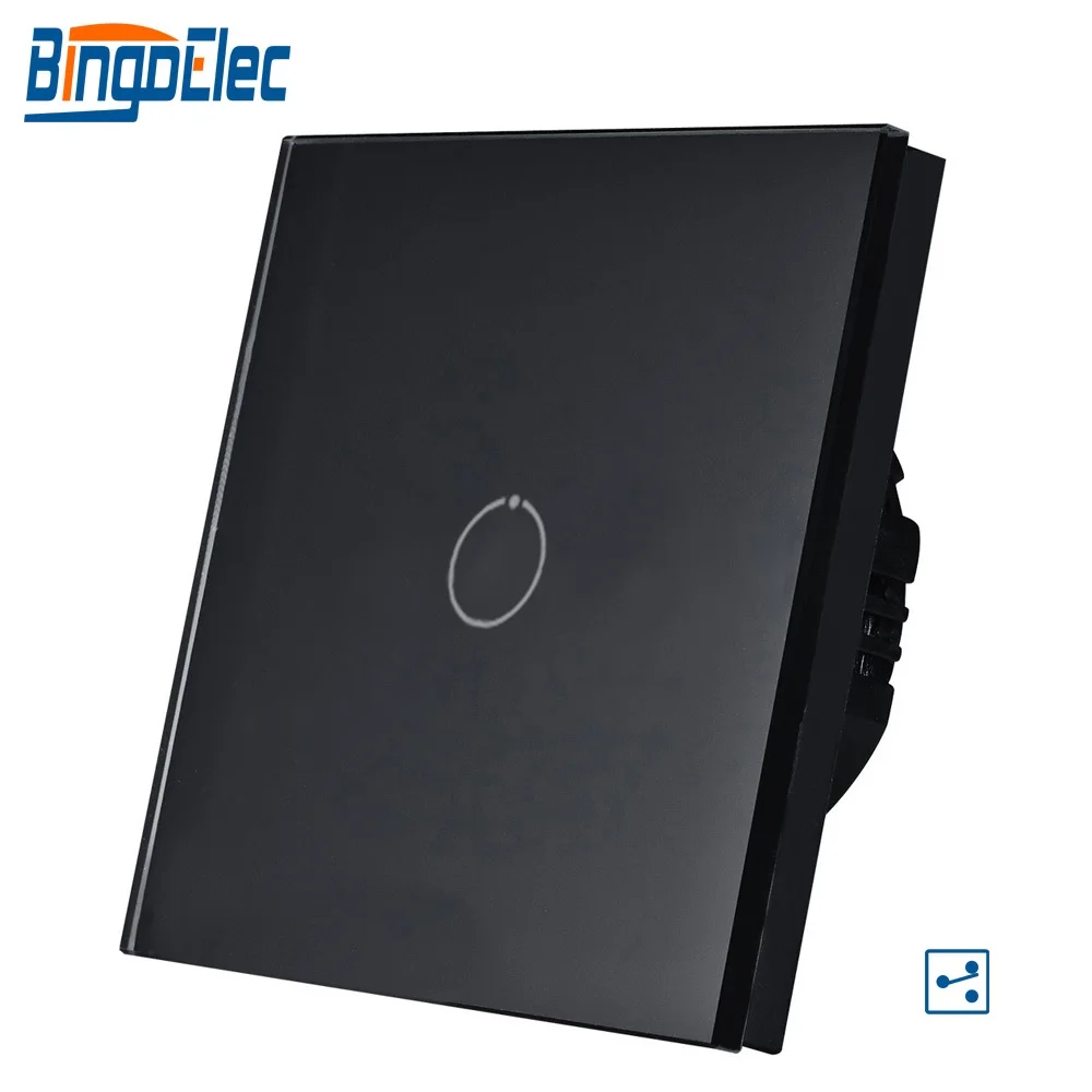 1g2w Black 1gang 2way лестницы настенный выключатель, Белый Кристалл Закаленное стекло сенсорный 2way светильник Переключатель ЕС/Великобритании стандартный AC110-250V 1/2/3G Лидер продаж - Цвет: 1g2w Black