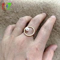 f j4z new women finger rings hot copper circle ring lady simulated pearl flower top rings jewelry accessories dropship