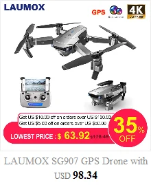 LAUMOX SG906 Дрон gps 5G wifi FPV с камерой 4K HD бесщеточный селфи складной Дрон RC Квадрокоптер RTF VS H117s B4W ZEN K1 F11