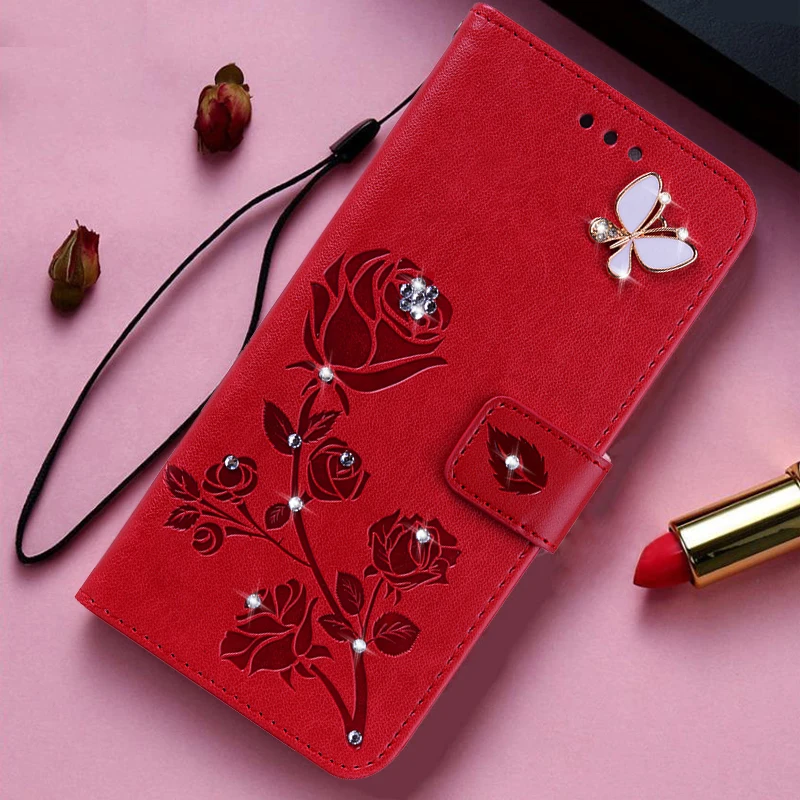 Кожаный чехол книжка с объемным цветком для Motorola Moto E5 G5 G5S G6 Plus E6 Play E6S G Stylus Power X Style