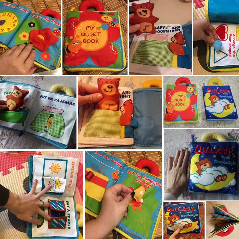 

12 pages Soft Cloth Baby Boys Girls Books Rustle Sound Infant Educational Stroller Rattle Toys For Newborn Baby 0-12 month