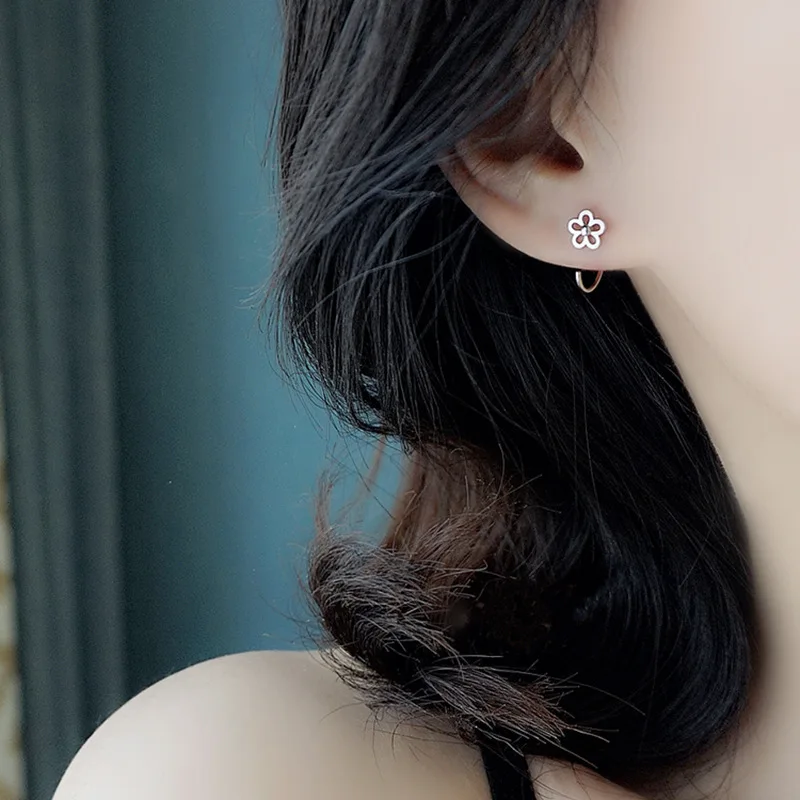

2020 new trendy flower earrings with white fungus hook Korean temperament earrings for female wedding party