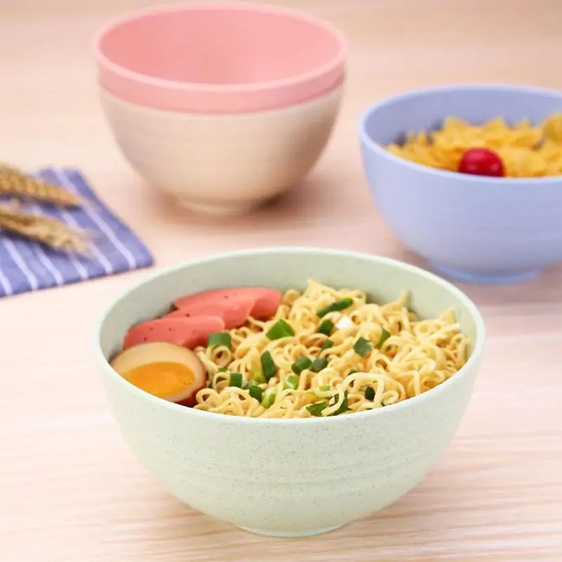 

1pcs Wheat Straw Fiber Bowls Unbreakable Large Cereal Bowls Degradable Kitchen Sets Eco-Friendly Salad Food Bowls