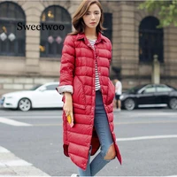 woman winter padded warm coat light jacket long female overcoat slim solid jackets winter coat portable parkas
