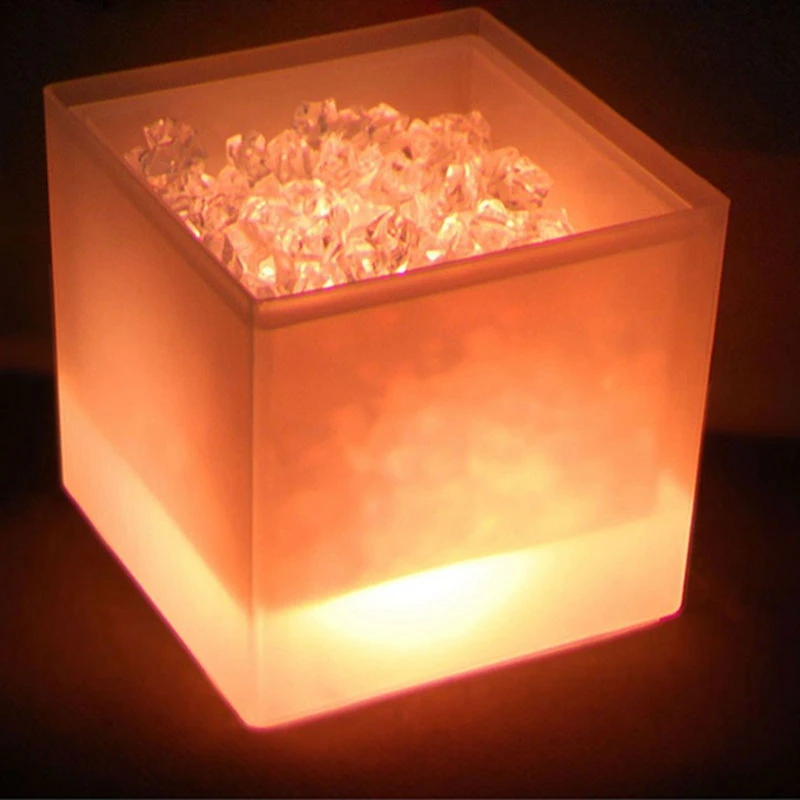 

3.5L Bar KTV Plastic Electronic Ice Bucket LED Light Double Layer Square Ice Bucket Ice Block Ice Granule Bucket