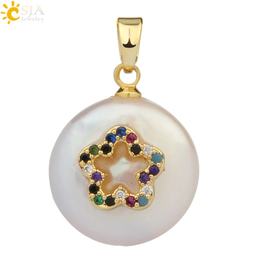 Pendant-H Csja кулон из пресноводного жемчуга, крошечное ожерелье из бисера, сердце из фианита подвески в форме цветов для детей, милое колье для девочек, модные украшения, G213 - Окраска металла: Pendant-H