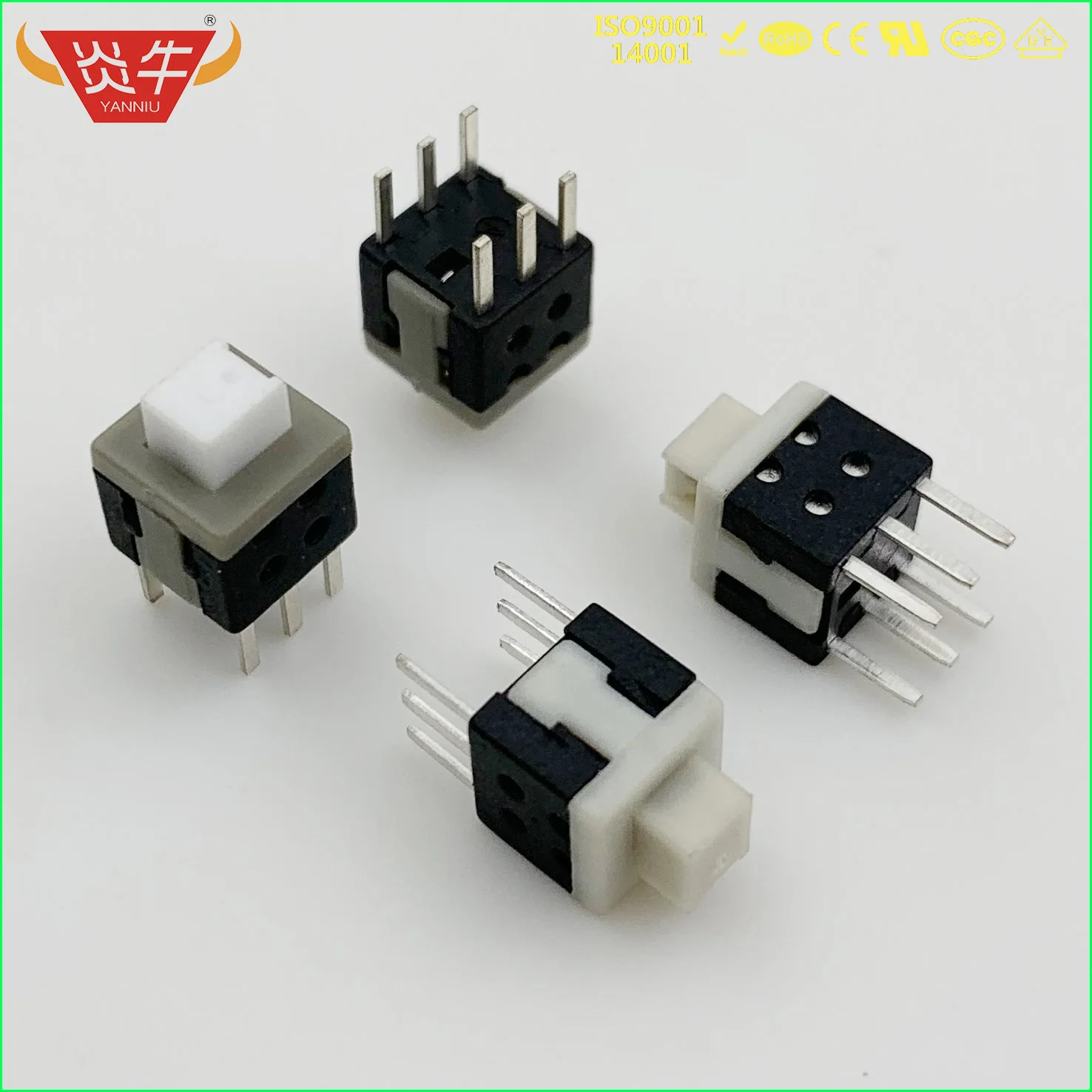 

5.8 SWITCH 6PIN FLAT TOP SILVER PLATING 5.8*5.8 SELF LOCKING RESET PCB KEYBOARD MICRO PUSH TACTILE POWER LOCK ON OFF LATCHING