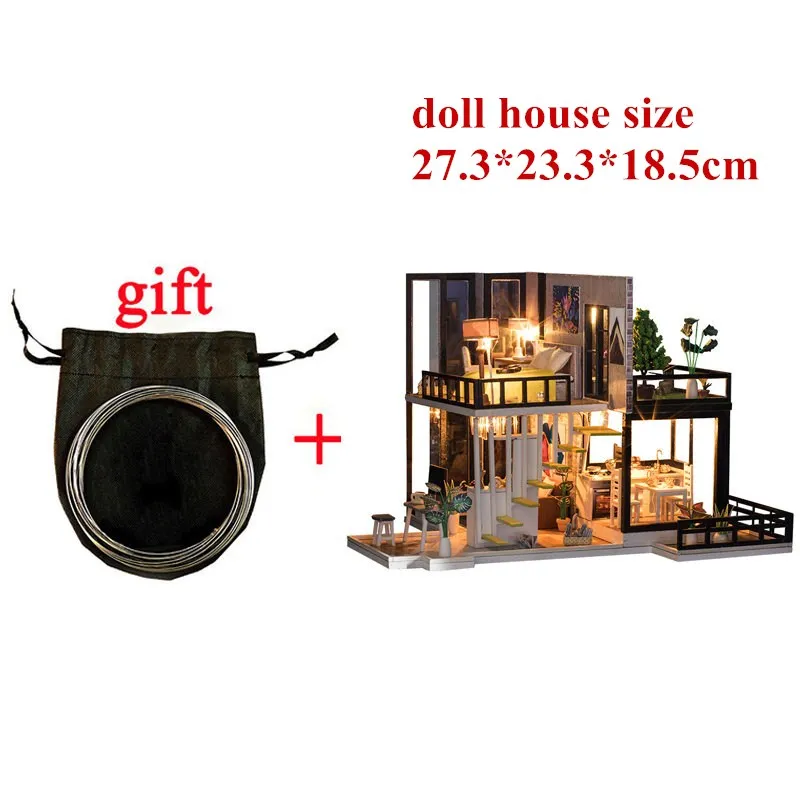 M doll house 3D Деревянный Кукольный дом Вилла мебель DIY Миниатюрная модель светодиодный светильник 3D Деревянный кукольный домик рождественские подарки игрушки для детей - Цвет: M doll house
