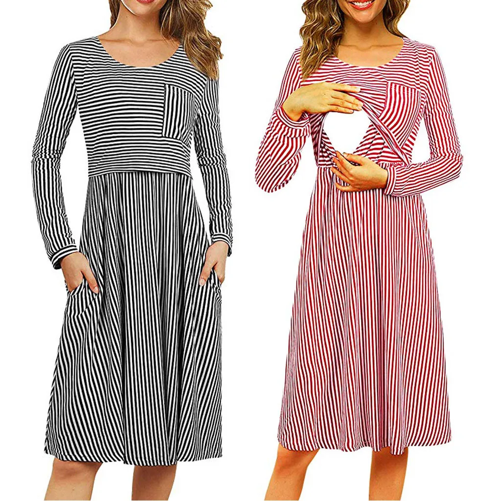 Модные пижамы для беременных женщин женское платье с длинными рукавами и