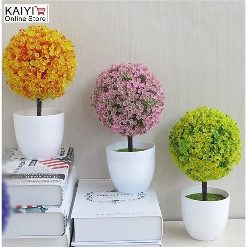 

Artificial Plants Potted Sakura Snowball 5 Color Small Tree Fake Flowers Ornaments for Office Home Garden Decor