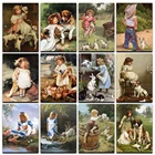 Набор для вышивки крестом с изображением детей и животных