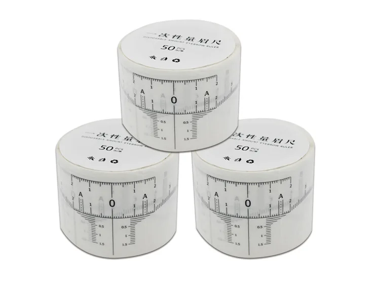 

1roll=50pcs Disposable Eyebrow Ruler Sticker Adhesive Eyebrow Microblading Ruler Guide Permanent Makeup Eyebrow Shaping Tool