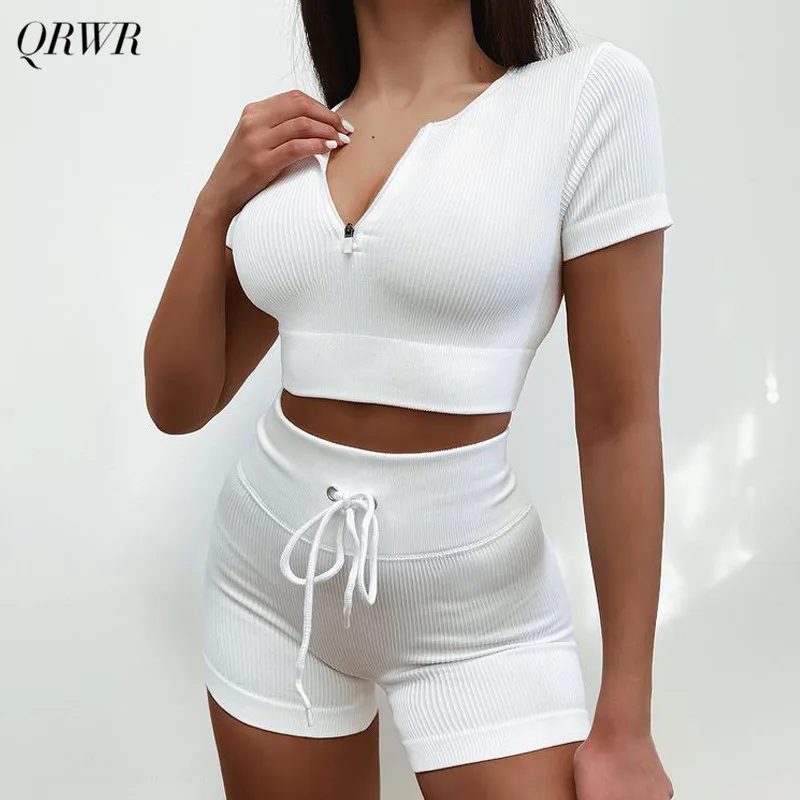 

Комплект спортивный женский бесшовный, с коротким рукавом и завязками, 2 шт.