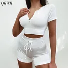 Комплект спортивный женский бесшовный, с коротким рукавом и завязками, 2 шт.