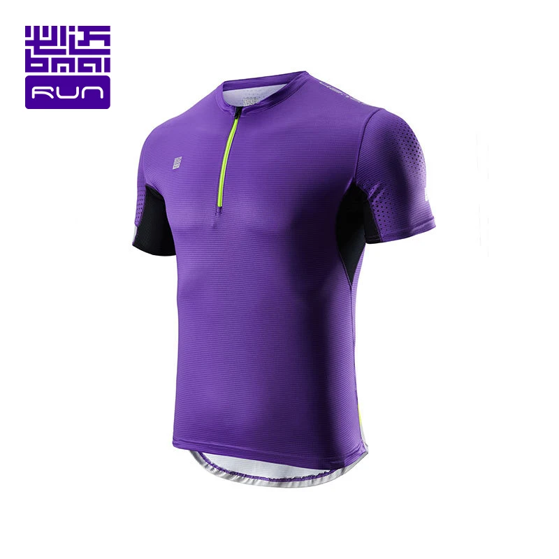 Мужская быстросохнущая футболка BMAI летняя для марафона бега фитнеса с коротким