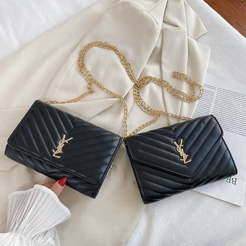 

2020 winter new fashion ins rhombic embroidery thread envelope bag small fragrance chain shoulder slung