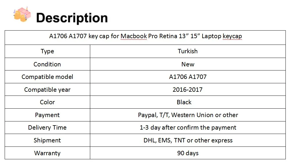 A1706 A1707 Keycap для Macbook Pro retina 1" 15" Key cap Немецкий/Испанский/Турецкий/французский/японский/Великобритания/США/Корейский/Итальянский ключи