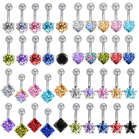 1pc 14g stainless steel belly button rings heart star zirconia belly navel rings for women summer belly navel piercing jewelry