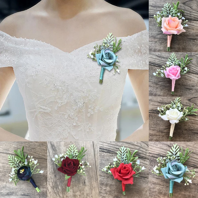 

Fabric Bridal and Groom Corsage Rose Small Bud Silk Flower Pre-marriage Wedding Anniversary Party Decoration Supplies