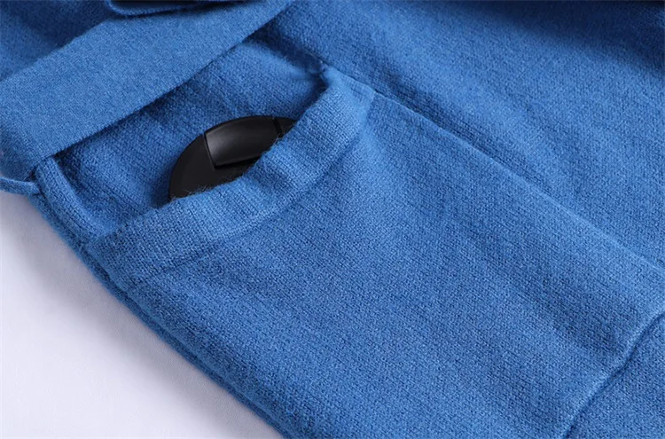 

Autumn Long Sleeve Two Pieces Knitted Dress Women Turtleneck Solid Pockets Belted Casual Loose Soft Jersey Midi Sweater Dress