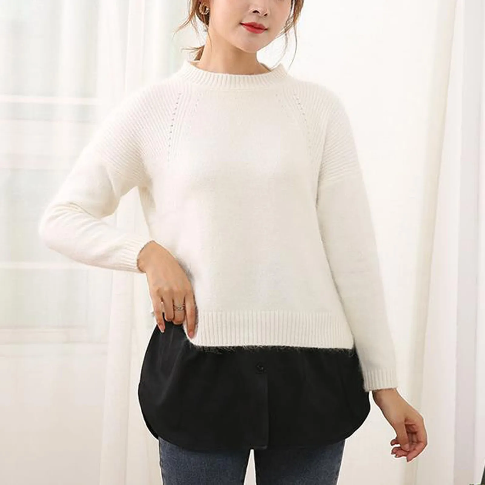 

Women's Dress Solid Button Mini Skirt Ladies Casual Strap Elastic Band Fake two Pieces Inside Short Skirt 2021