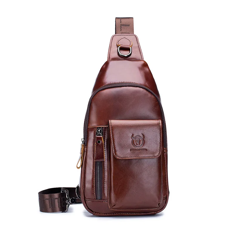 

Mens Genuine Leather Sling Bag,Casual Crossbody Shoulder Backpack Travel Hiking Vintage Chest Bag Daypacks for Men