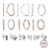 2021 new sterling silver 925 fashion silver earring heart hoop earrings ear studs for women jewelry gift for girlfriend wife