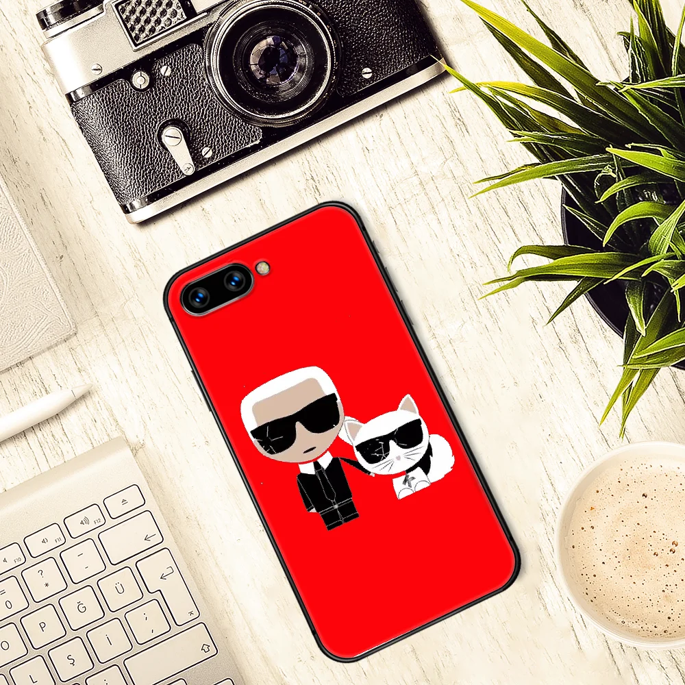 

Famous Designer karls Phone Case Cover Hull For HUAWEI honor 7a 8s 8a 8x 9 9x 10 20 i Lite Pro black Back Luxury Bumper Silicone