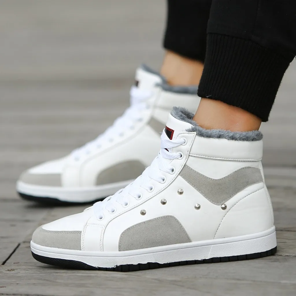 Мужские зимние Бархатные Теплые кроссовки с высоким берцем Повседневная