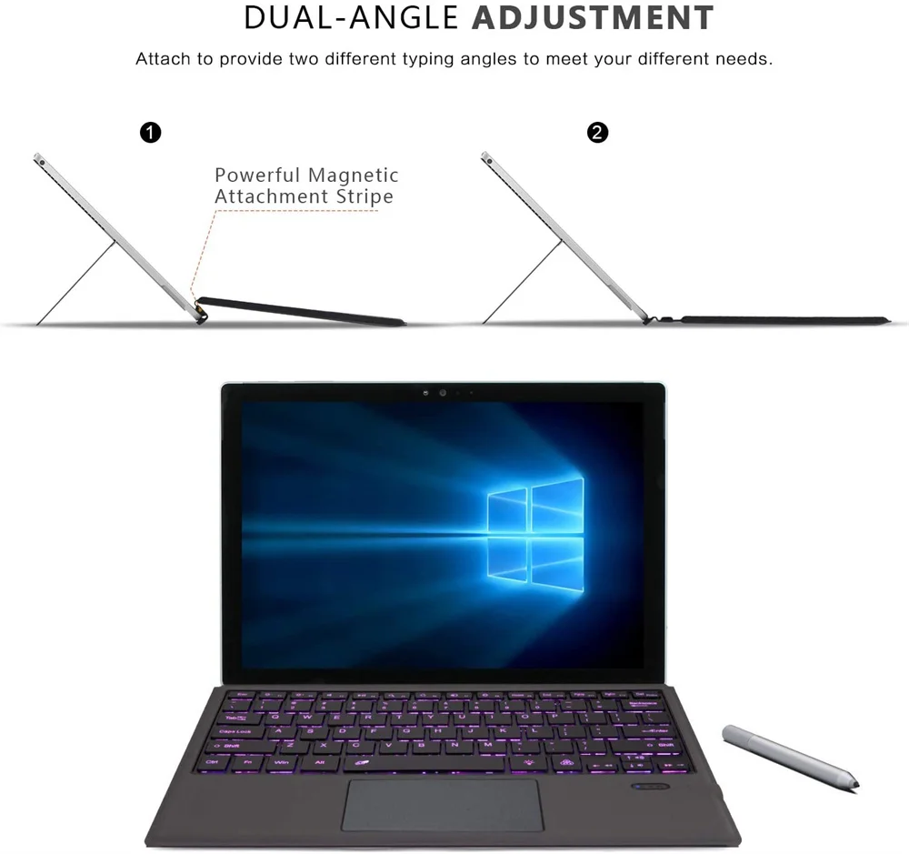 bluetooth keyboard for microsoft surface pro 3 4 5 6 7 go 2 wireless backlight touchpad keyboard tablet pc laptop gaming keyboar free global shipping