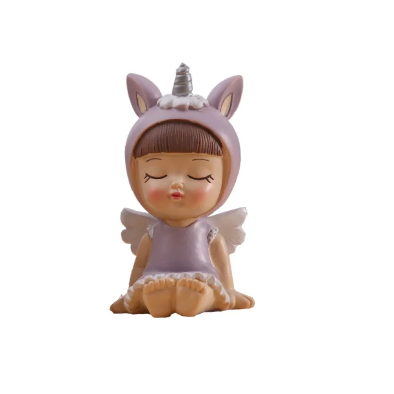 

Unicorn angel baby new year decoration cartoon car decoration creative resin cake decoration crafts moving doll