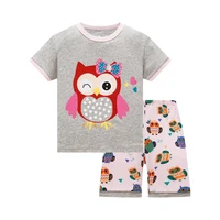 kids pajamas set summer children short sleeve sleepwear owl cartoon pyjamas girl clothing nightwears set
