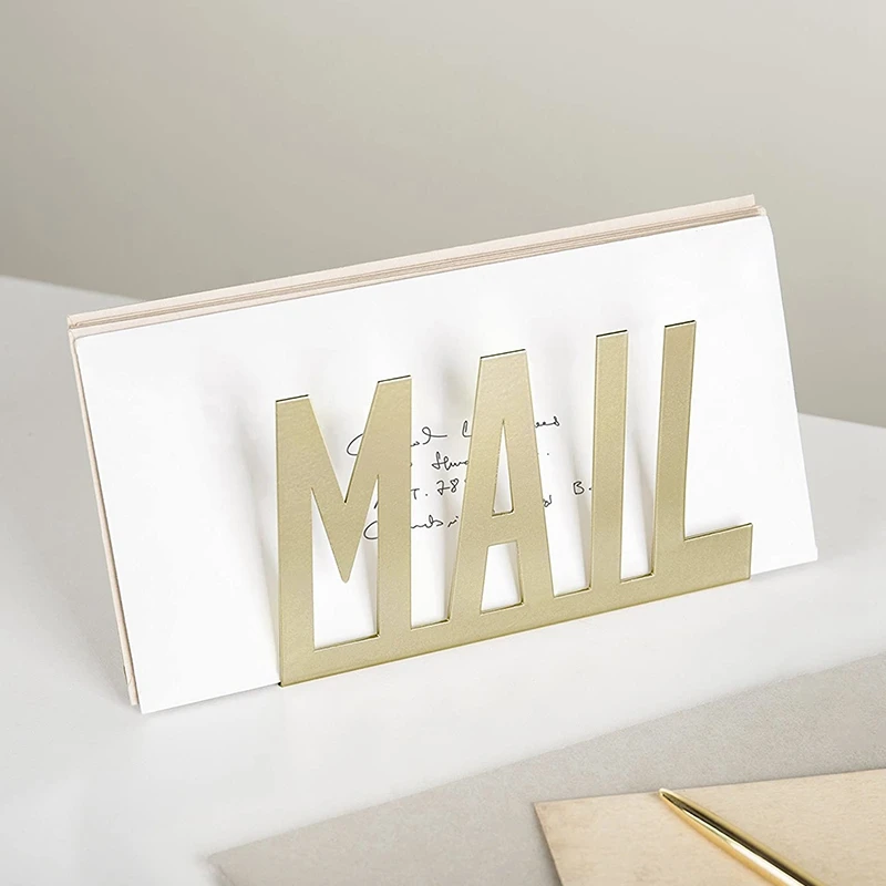 

Modern Brass-Tone Metal Cutout-Design Mail Holder