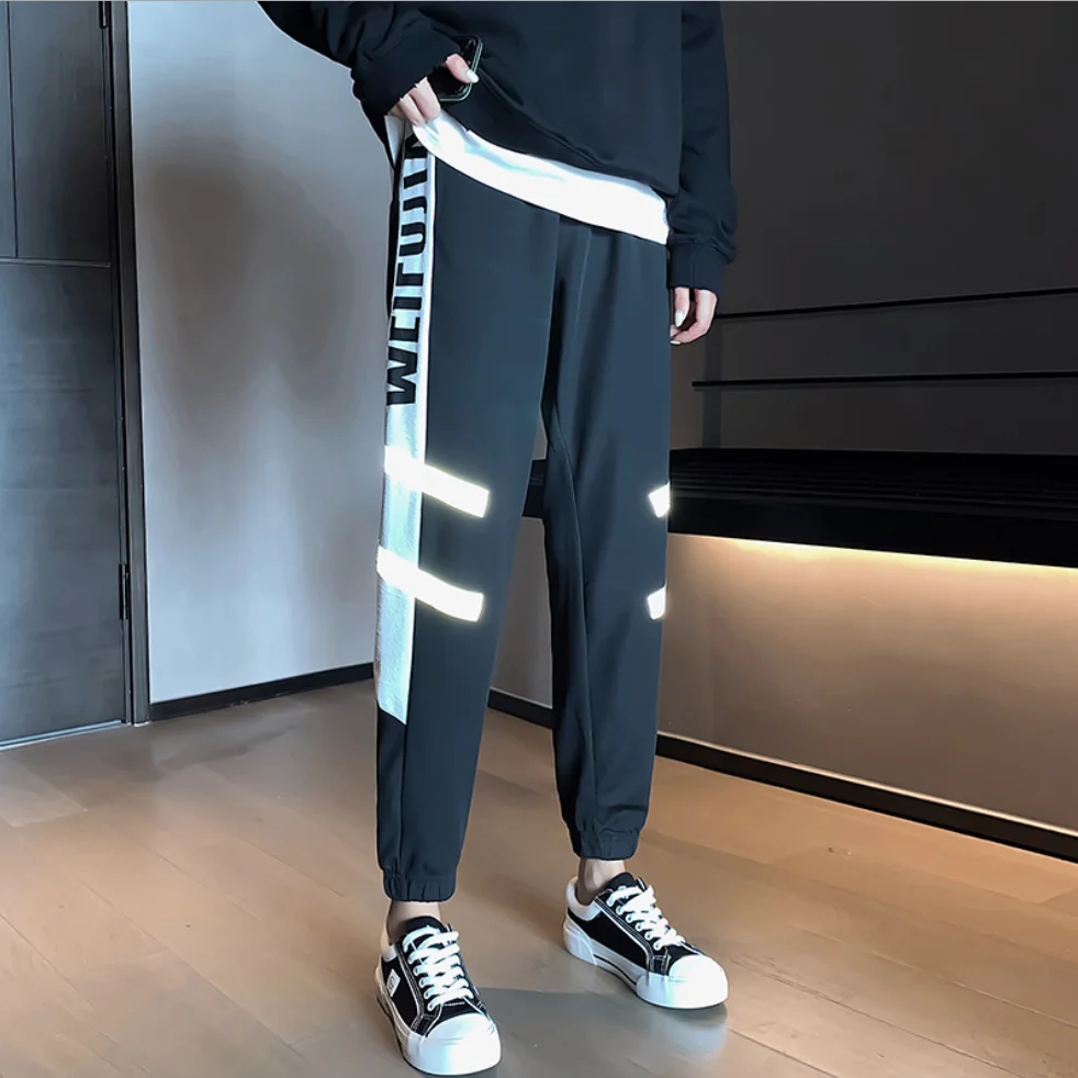 

Spring Sports Pants Women Casual Sweatpants Joggers High Waist Pants for Teenage Girls Reflective Design Sportswear Jogging 9947