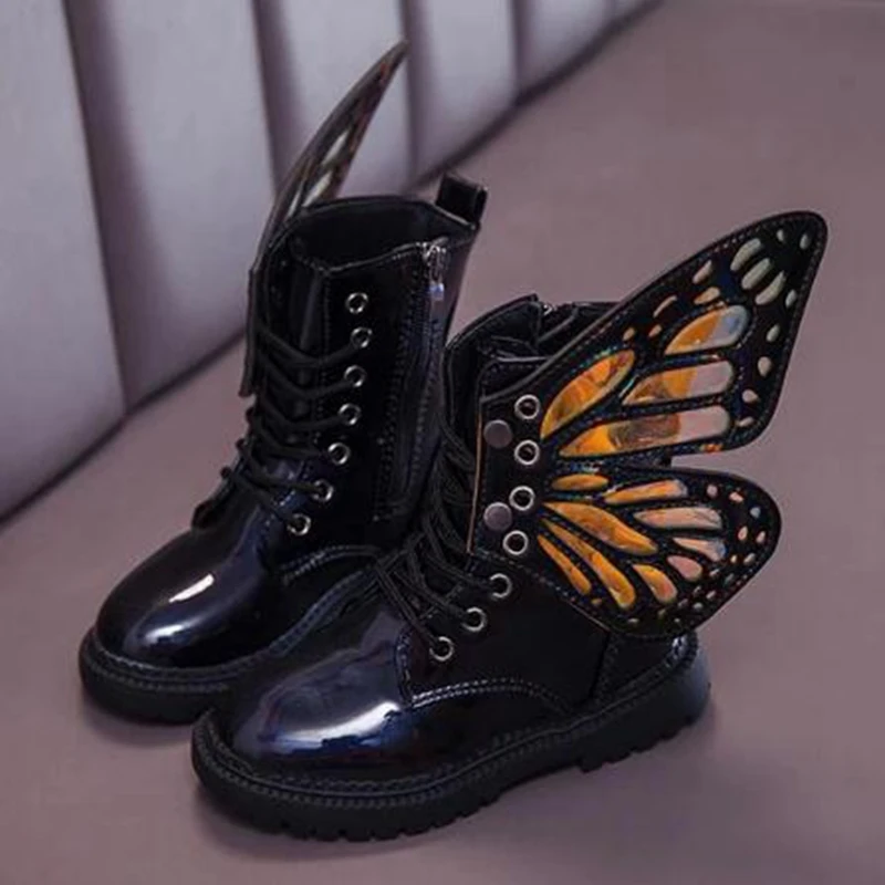 

2020 popular fashion children's short boots butterfly wings leather Princess boots