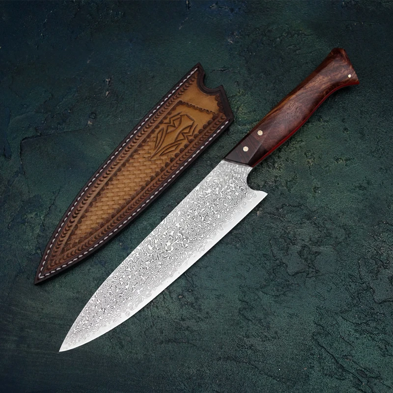 FZIZUO 8 ''VG10 Дамасская сталь полный Tang кухонный нож из нержавеющей стали профессиональный нож шеф-повара ручной работы кухонные ножи