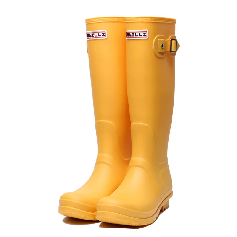 Matte Yellow ; резиновые сапоги для дождливой погоды; высокие непромокаемые сапоги для женщин в британском стиле; классические водонепроницаемые резиновые сапоги; женские резиновые матовые сапоги - Цвет: Matte Yellow