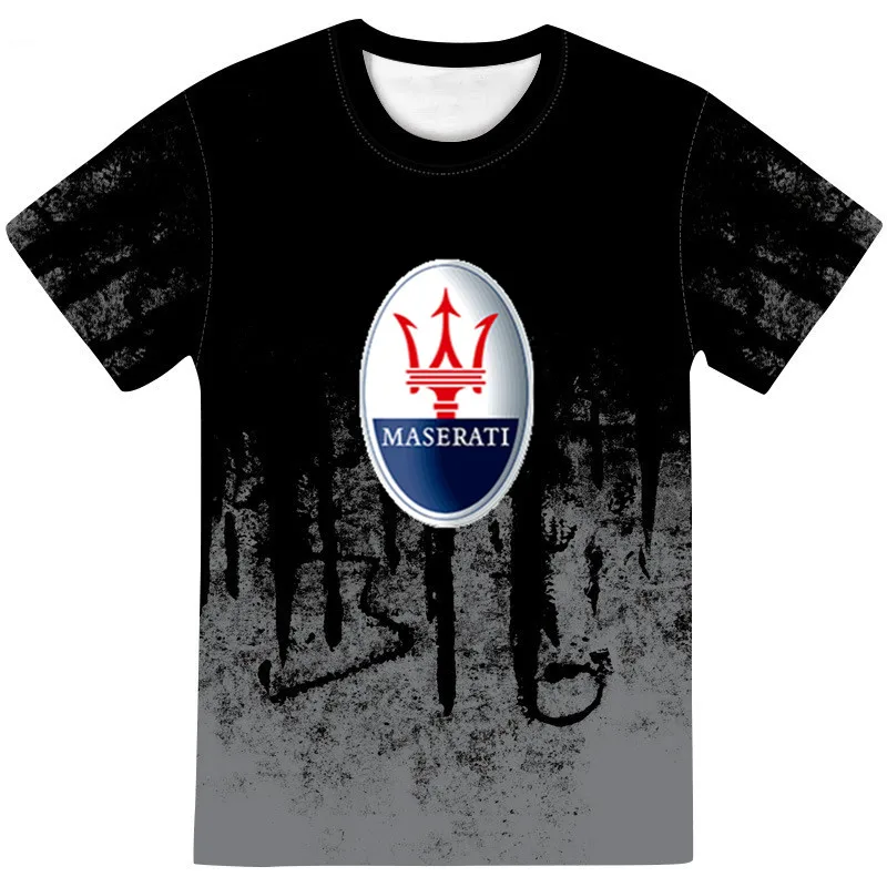 

2021 Summer T-shirt Men's Fun 3D MASERATI Letter Print Short Sleeve Men's Fashion Large Size Ou Size Slim Men's Women's T-shirt