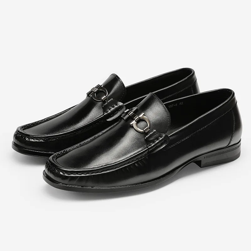 

New Business Fashion Dress Genuine Leather Shoes Men's Slip on Shoes Cowhide Inner Lining Men's Shoes Soulier Homme KV141