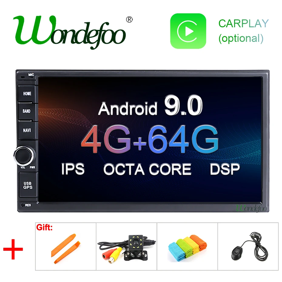 Android 9,0 " ips DSP 64G Восьмиядерный/четырехъядерный 2 Din Универсальный Автомобильный gps Радио навигационный плеер мультимедийный экран без dvd-плеера