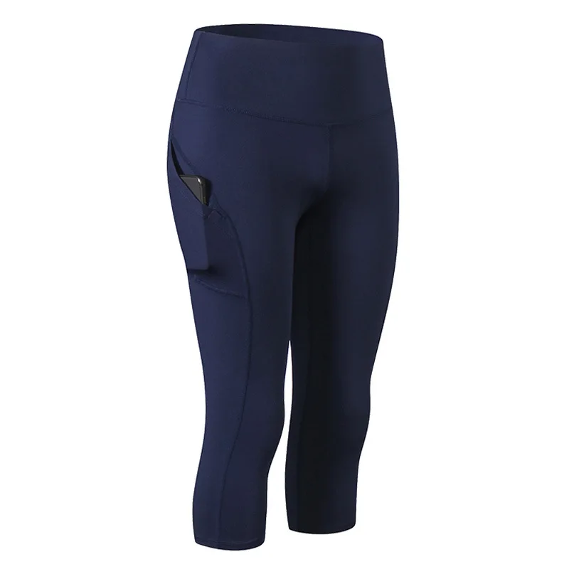 Женские эластичные леггинсы с высокой талией 3/4 дышащие быстросохнущие анти пот