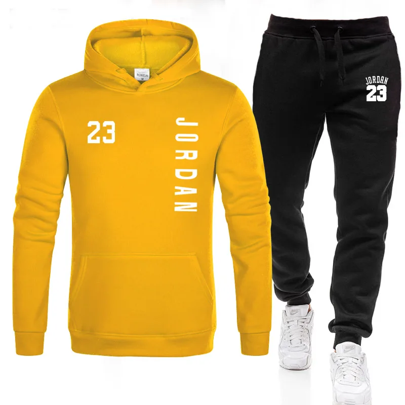 

23 sports men's hoodie + pants suit 2 pieces of autumn running sportswear sweatshirt suit fitness clothes men's sports suit
