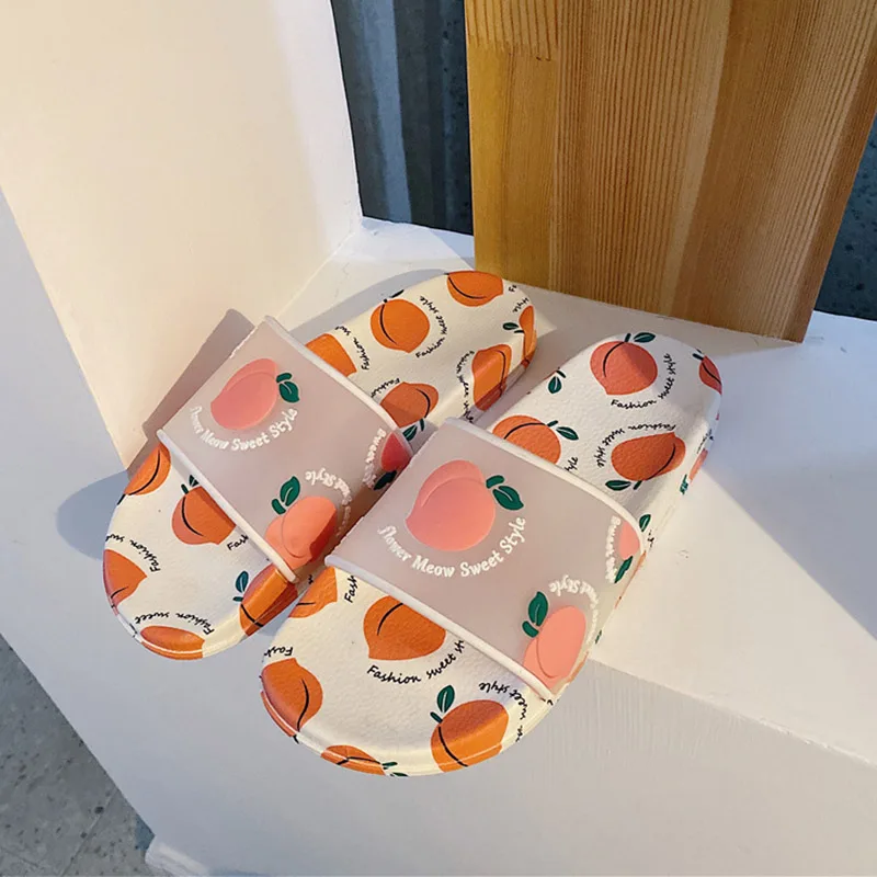 Женские летние прозрачные мягкие тапочки на плоской подошве с рисунком удобные